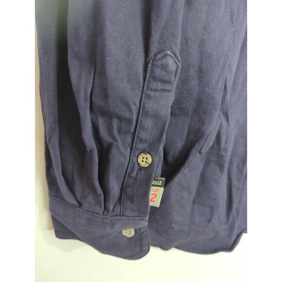 FR Carhartt Cotton Button-Up Shirt Men's Large Navy Classic Long Sleeve Casual - Picture 3 of 9